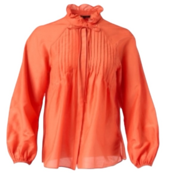 💐KOBI HALPERIN Kendall Cotton & Silk Blend Blouse Tangerine size M - Picture 6 of 11